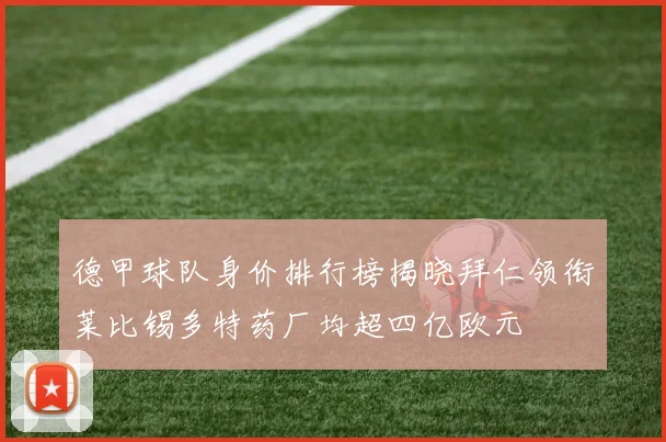 德甲球队身价排行榜揭晓拜仁领衔莱比锡多特药厂均超四亿欧元
